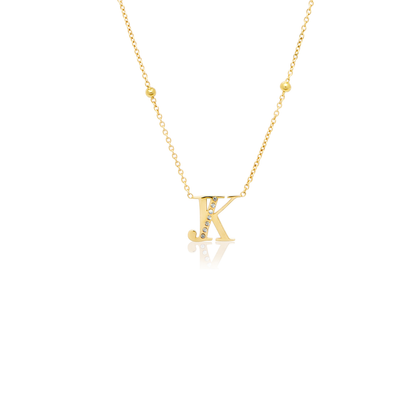 Double Initial Crystal Necklace (Gold)