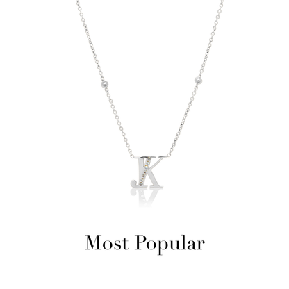 Double Initial Crystal Necklace (Silver)