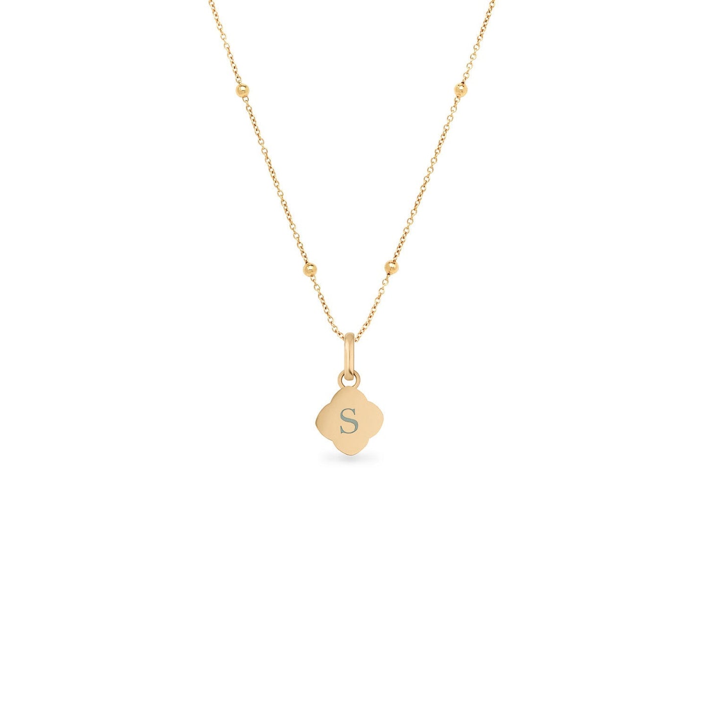 Pearl Clover & Initial Necklace (Gold)