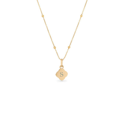 Pearl Clover & Initial Necklace (Gold)