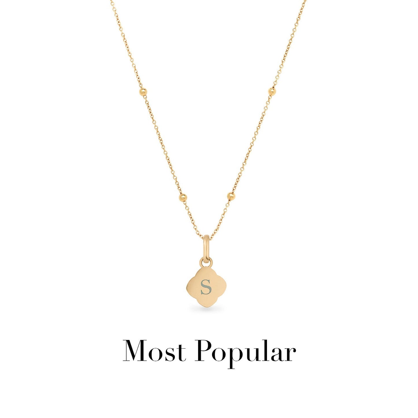 Pearl Clover & Initial Necklace (Gold)