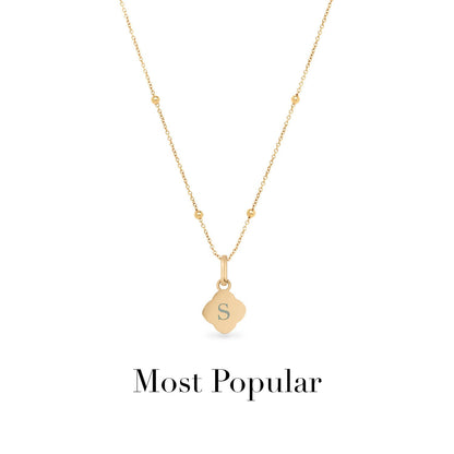 Pearl Clover & Initial Necklace (Gold)