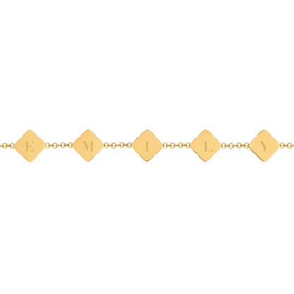 Blue Lace Agate Clover Bracelet (Gold) - TEST