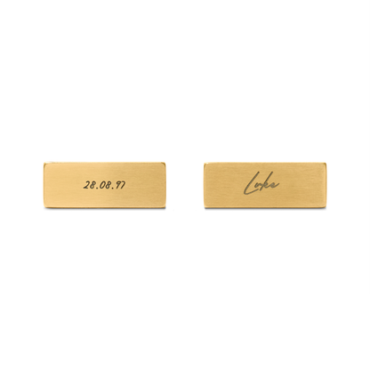 Knife Edge Rectangular Engravable Cufflinks (Gold)