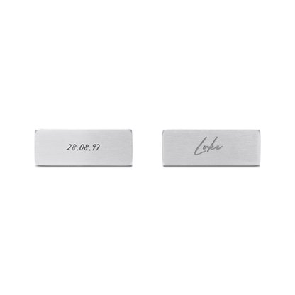 Knife Edge Rectangular Engravable Cufflinks (Silver)