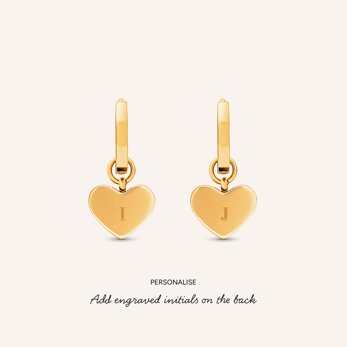 Mint Green Quartz Heart Huggie Earrings (Gold)