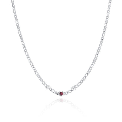 Made Mine Initials & Birthstone Necklace (Silver)