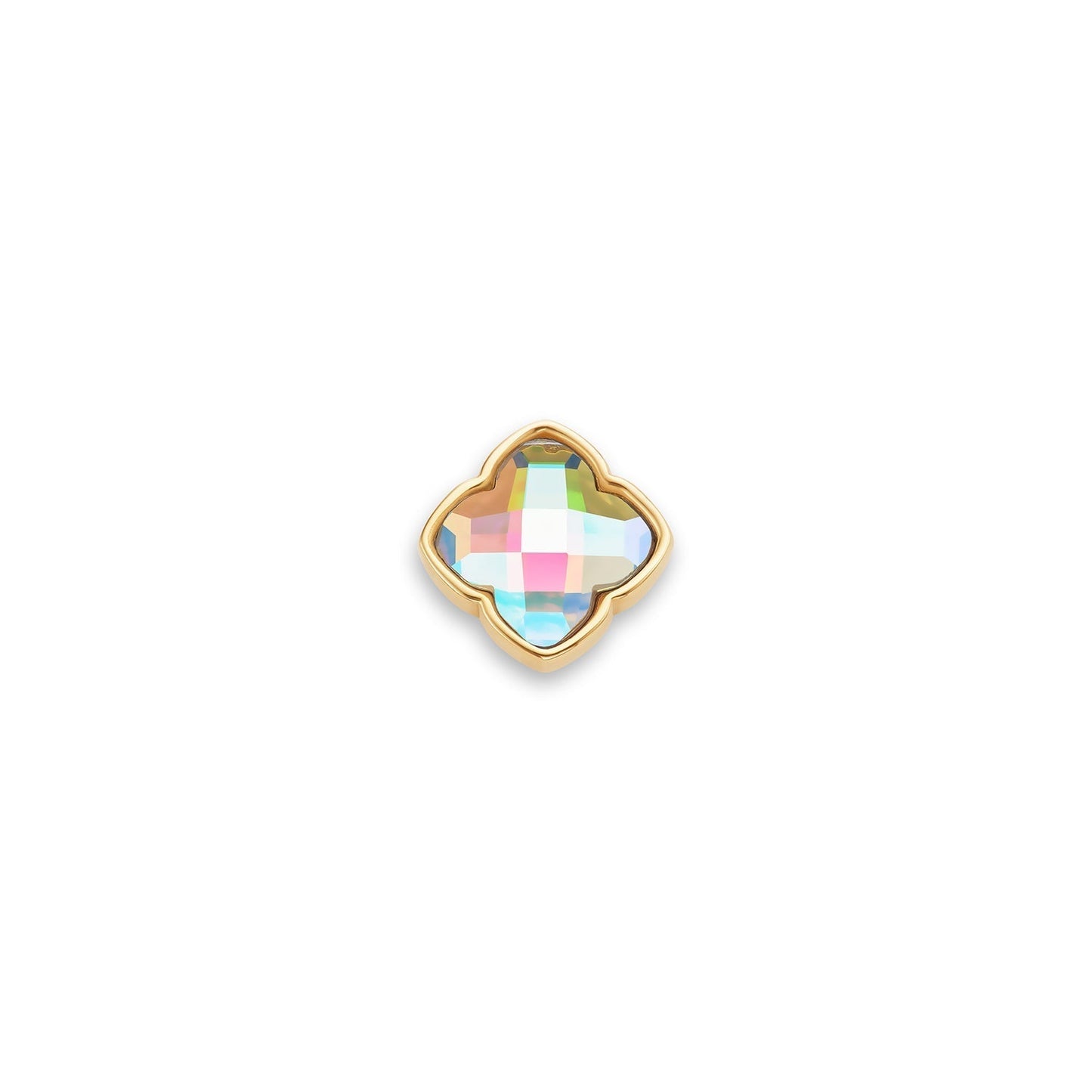 Faceted Birthstone Clover Pendant (Gold)