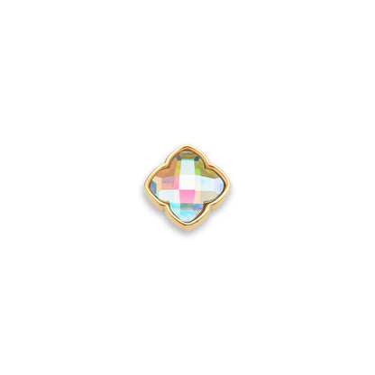 Faceted Birthstone Clover Pendant (Gold)