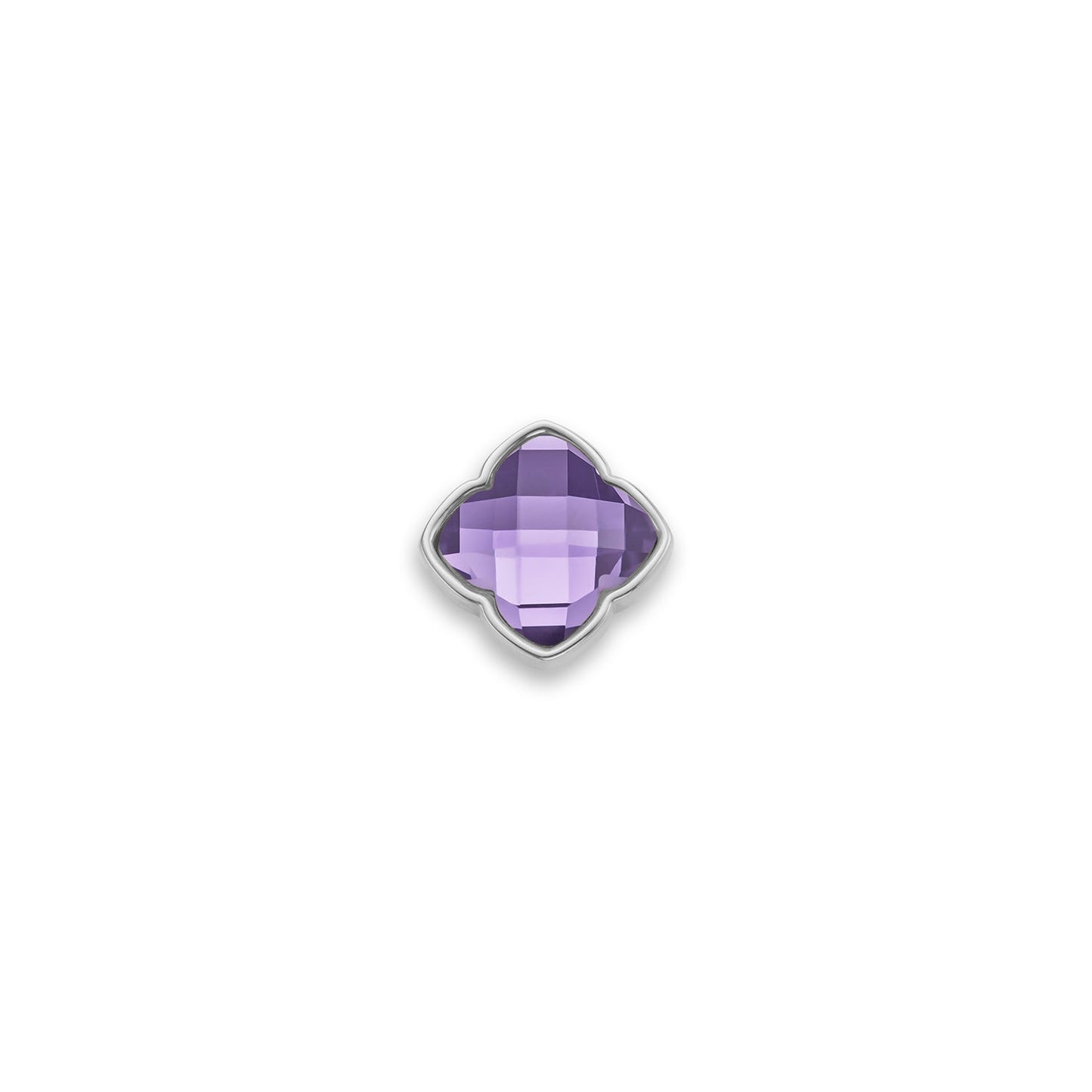 Faceted Birthstone Clover Pendant (Silver)