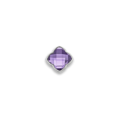 Faceted Birthstone Clover Pendant (Silver)
