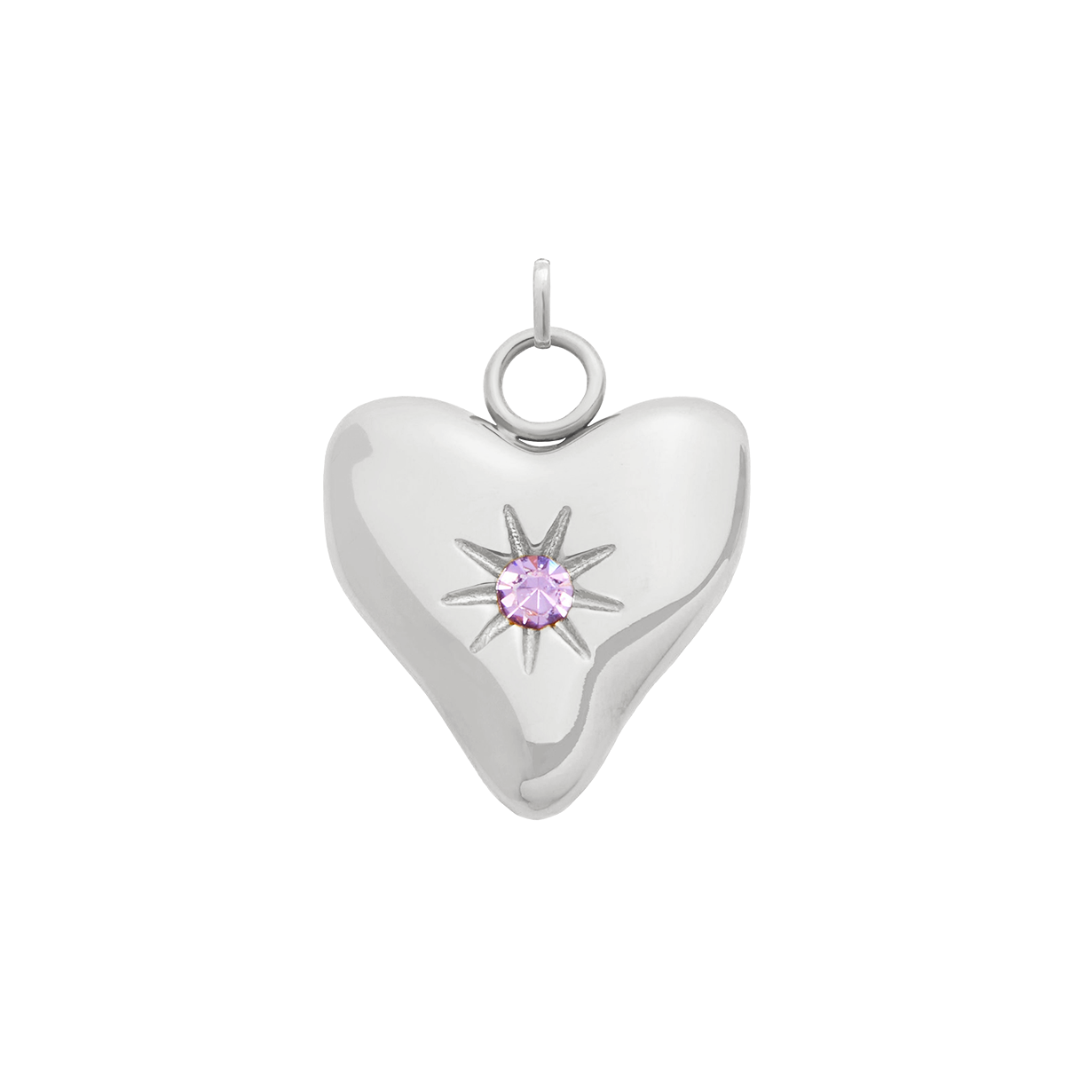 Molten Heart Birthstone Charm (Silver)