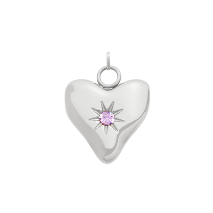 Molten Heart Birthstone Charm (Silver)