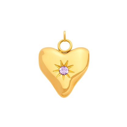 Molten Heart Birthstone Charm (Gold)