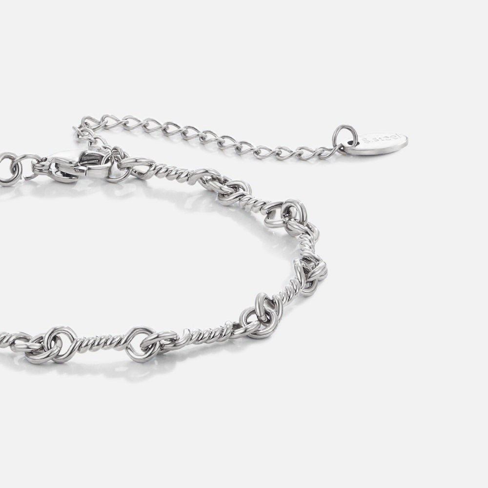 Figaro Silver Knot Chain Bracelet