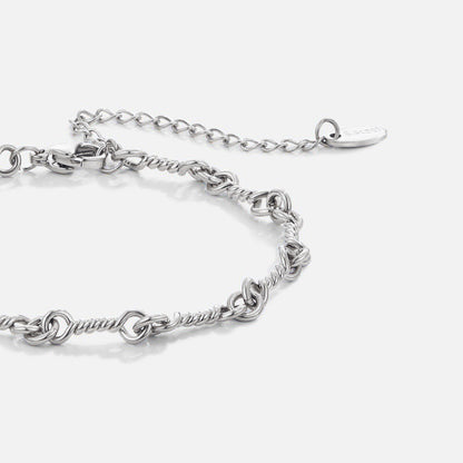 Figaro Silver Knot Chain Bracelet