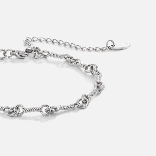 Figaro Silver Knot Chain Bracelet