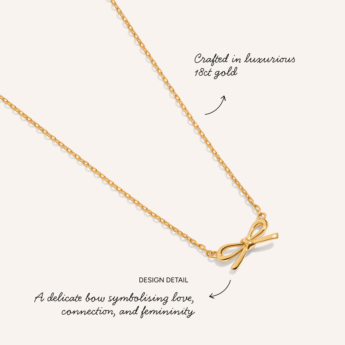 Fine Bow Necklace (Gold)