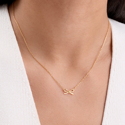 Fine Bow Necklace (Gold)