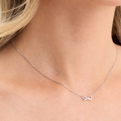 Fine Bow Necklace (Silver)