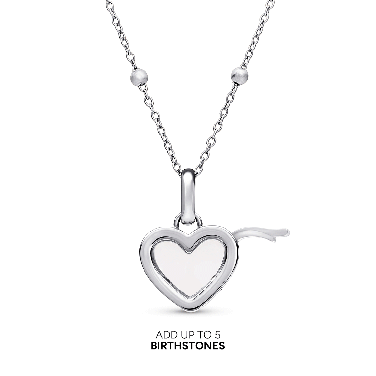 Floating Charm Heart Locket Necklace (Silver)