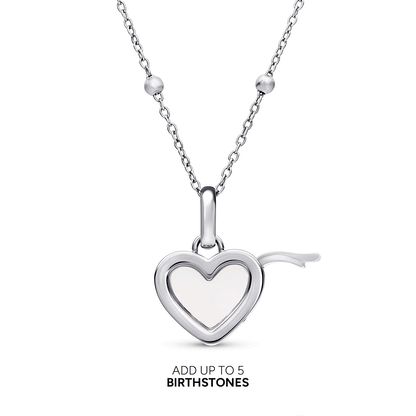 Floating Charm Heart Locket Necklace (Silver)