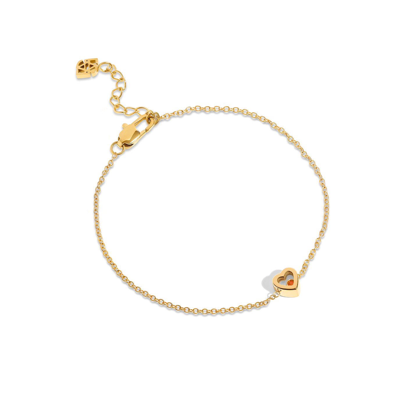 Floating Birthstone Multi Heart Bracelet (Gold)