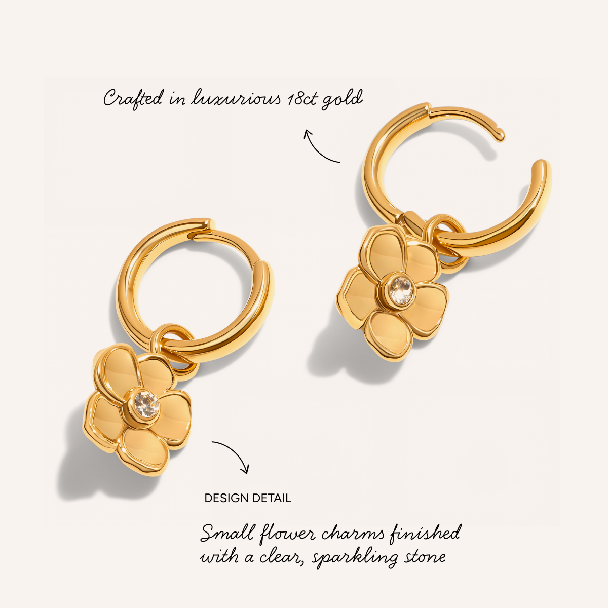 Flower Huggie Earrings (Gold)