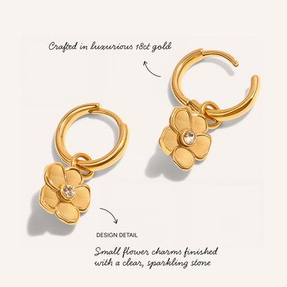 Flower Huggie Earrings (Gold)