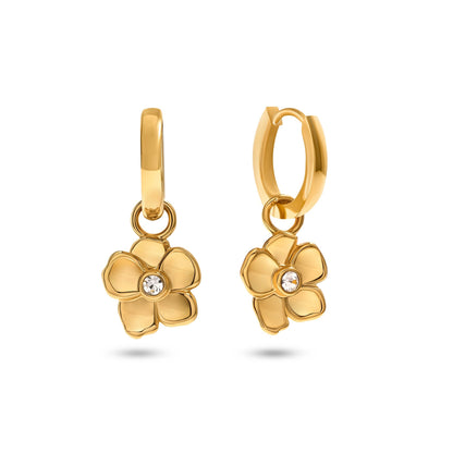 Flower Huggie Earrings (Gold)
