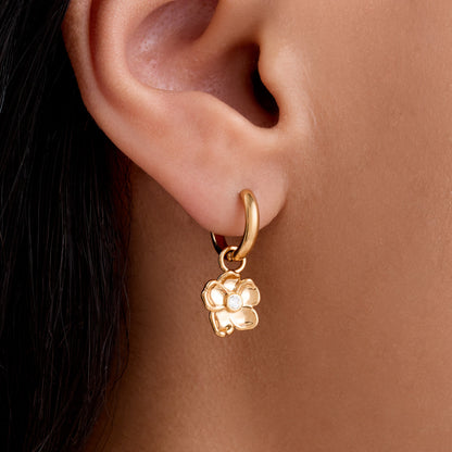 Flower Huggie Earrings (Gold)