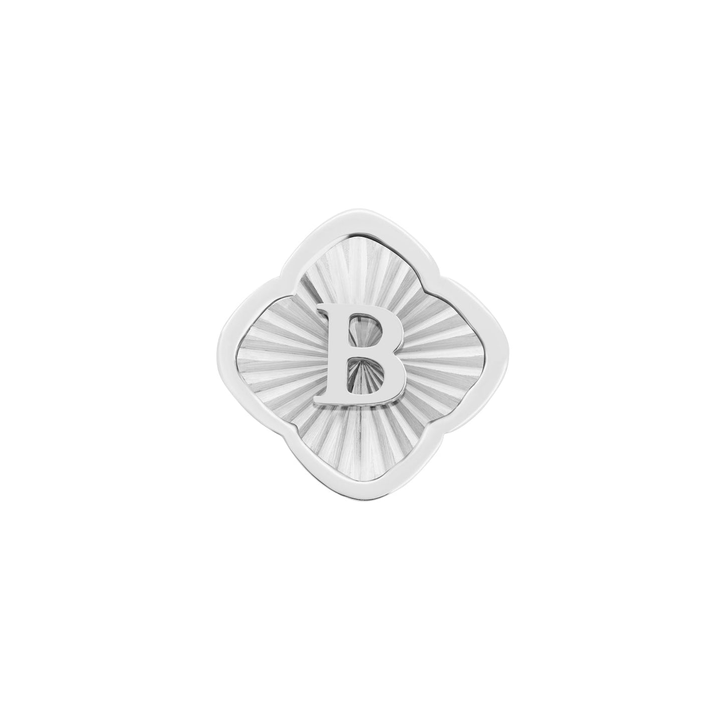 Rosette Textured Clover Charms (Silver) - Initials