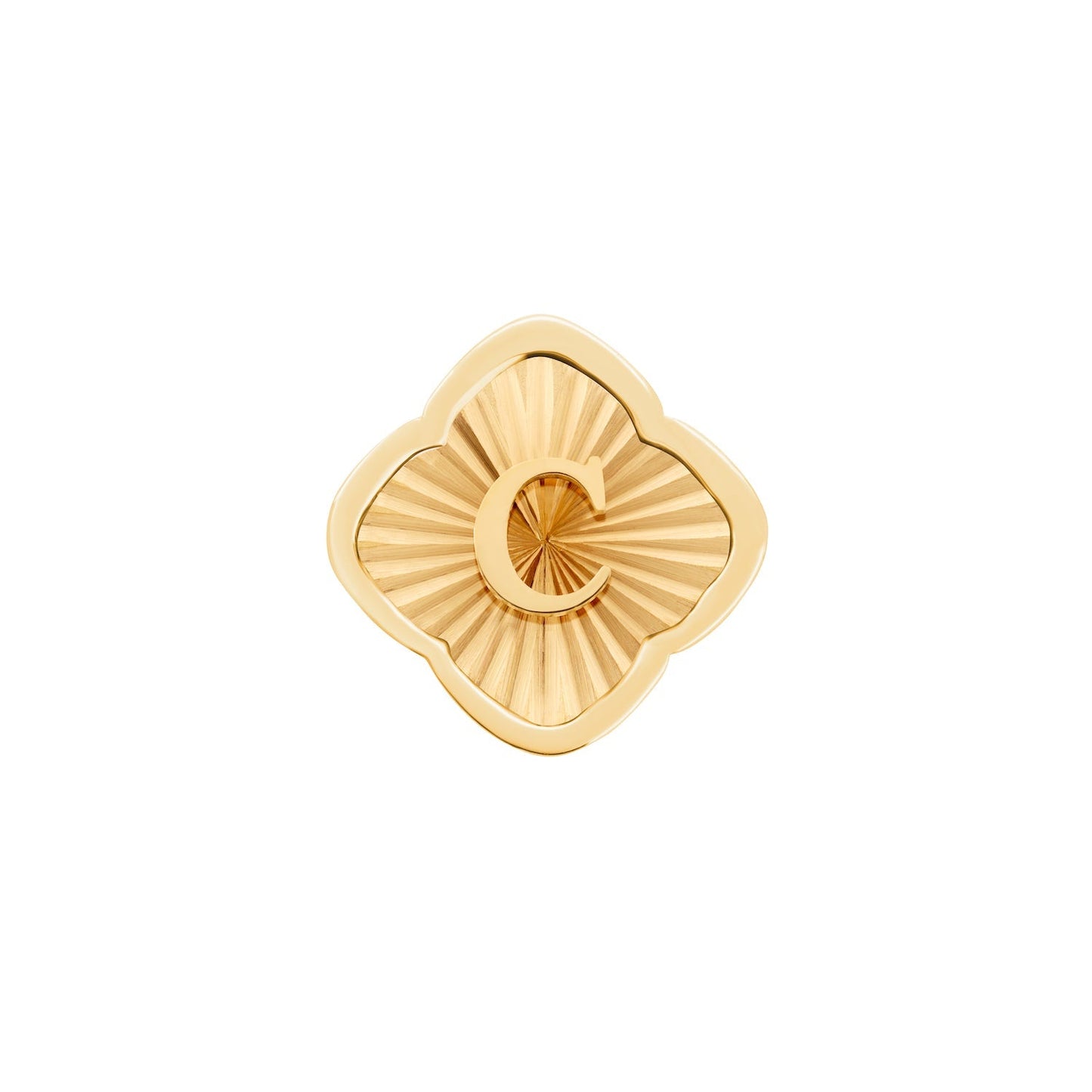 Rosette Textured Clover Charms (Gold) - Initials