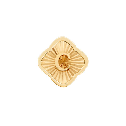 Rosette Textured Clover Charms (Gold) - Initials