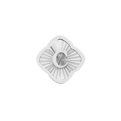 Rosette Textured Clover Charms (Silver) - Initials