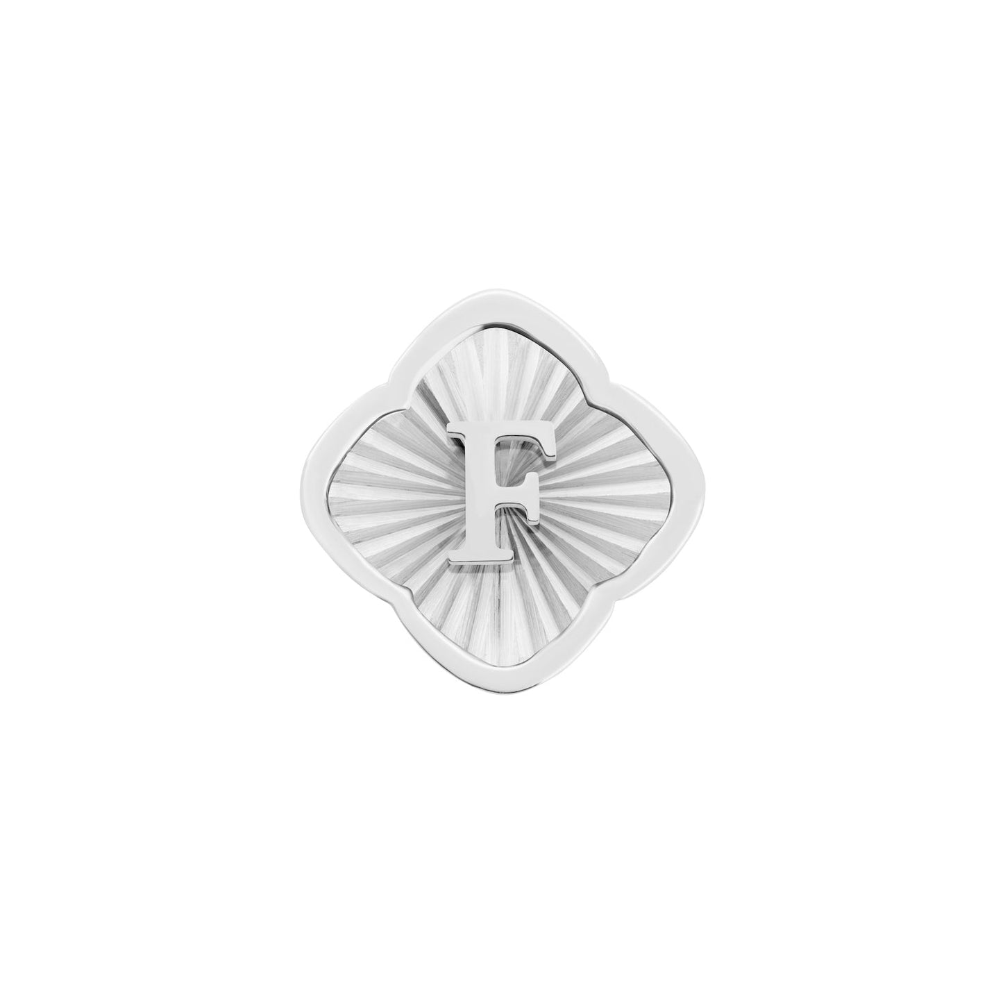 Rosette Textured Clover Charms (Silver) - Initials