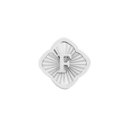 Rosette Textured Clover Charms (Silver) - Initials