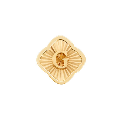 Rosette Textured Clover Charms (Gold) - Initials