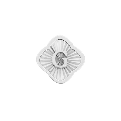 Rosette Textured Clover Charms (Silver) - Initials
