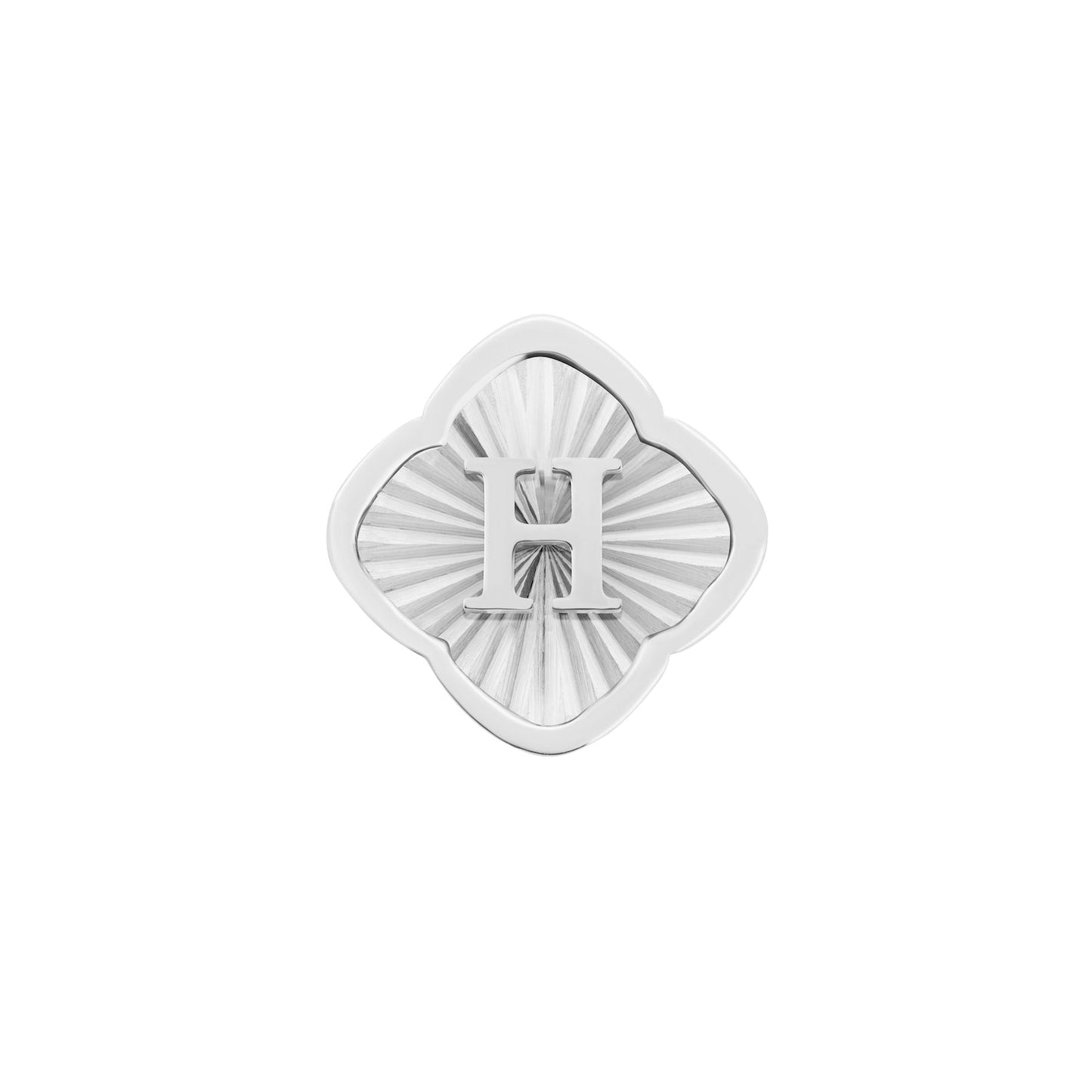 Rosette Textured Clover Charms (Silver) - Initials