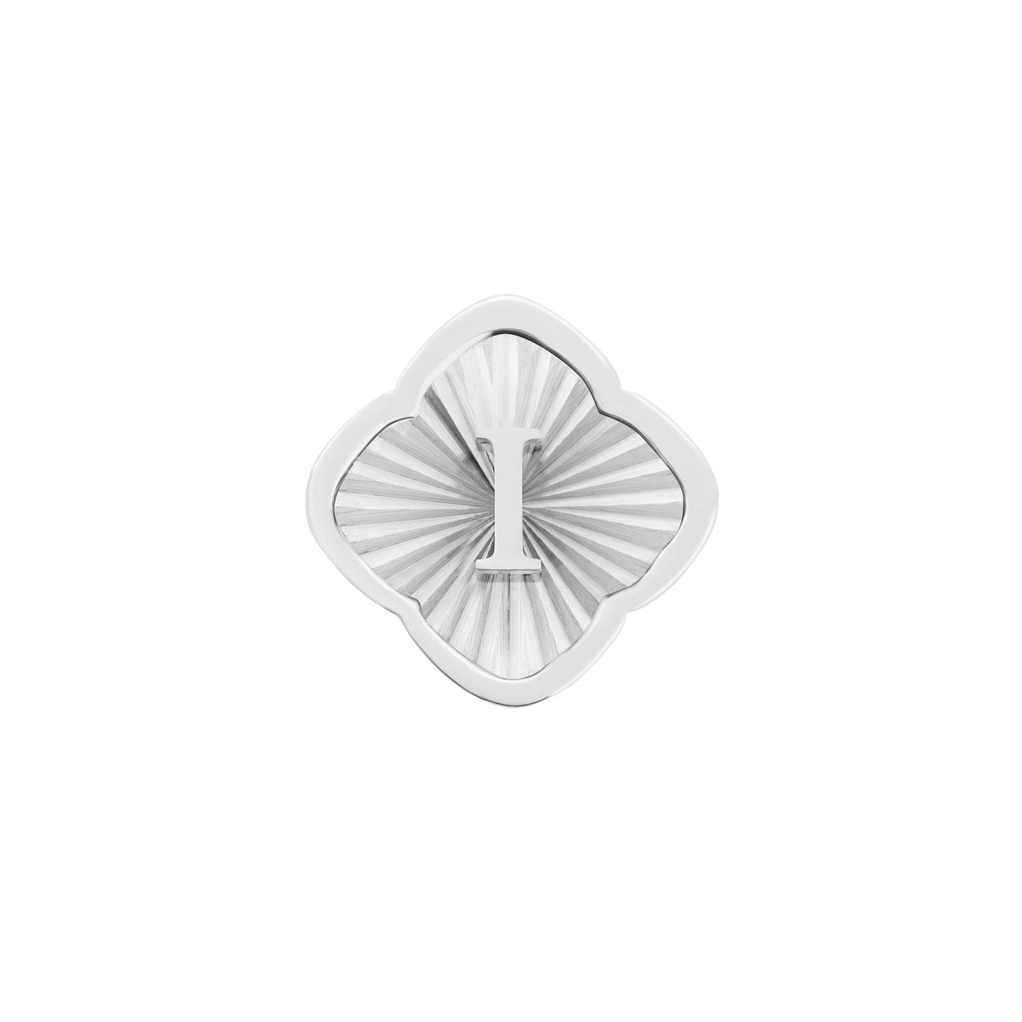 Rosette Textured Clover Charms (Silver) - Initials