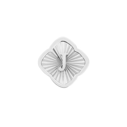 Rosette Textured Clover Charms (Silver) - Initials