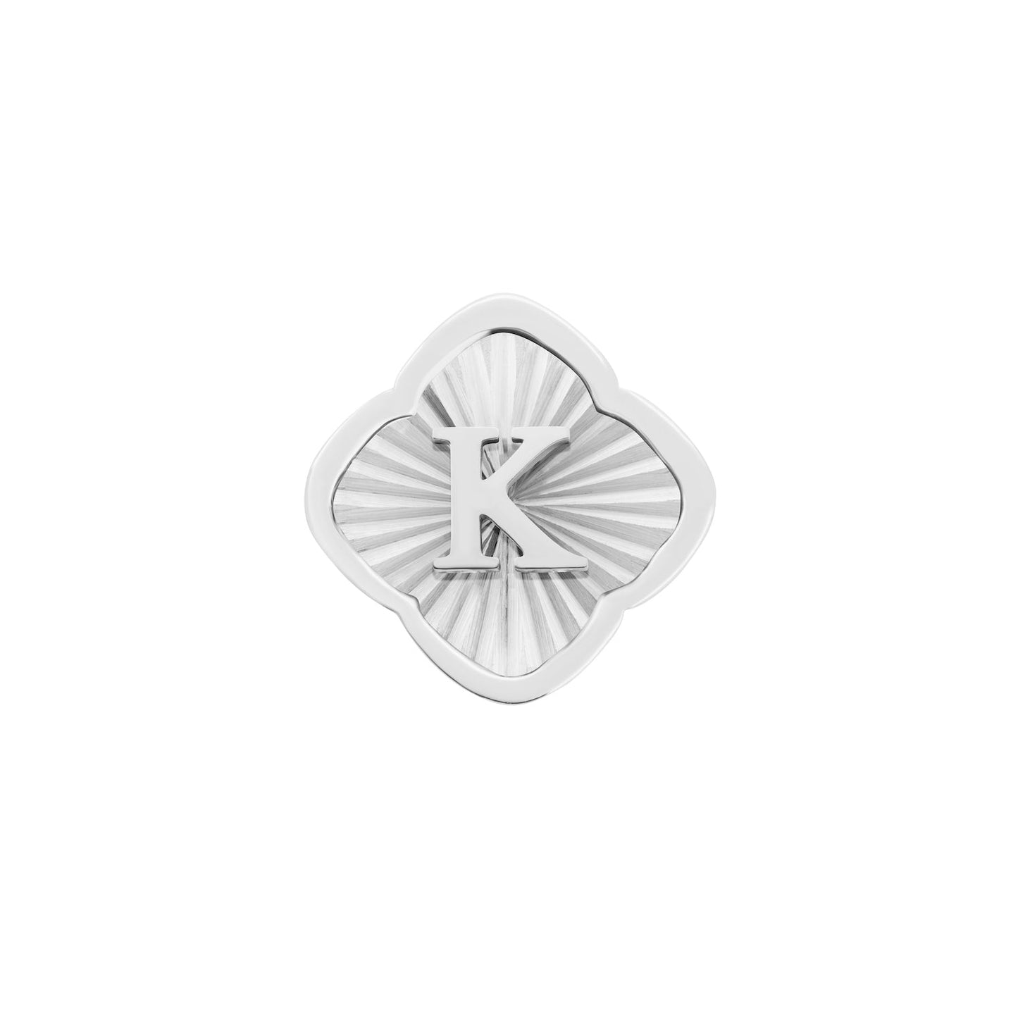 Rosette Textured Clover Charms (Silver) - Initials