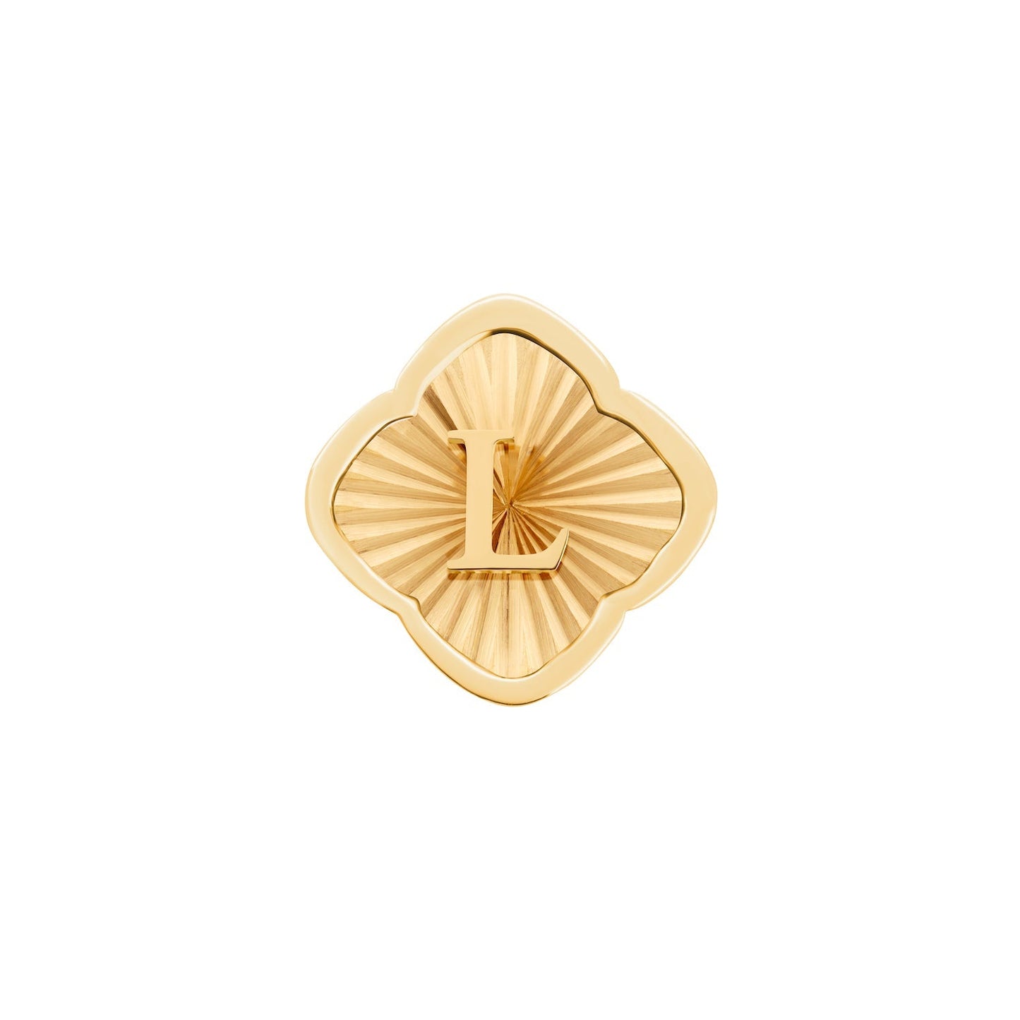 Rosette Textured Clover Charms (Gold) - Initials