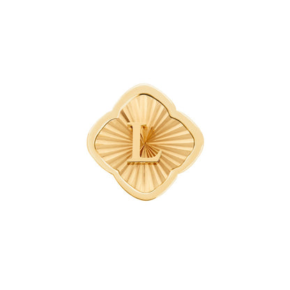 Rosette Textured Clover Charms (Gold) - Initials
