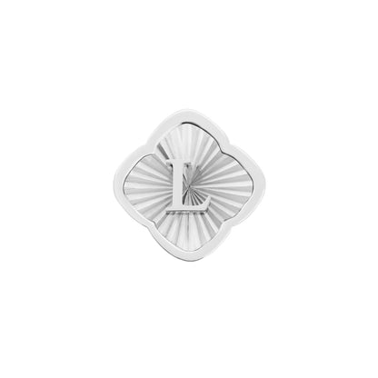 Rosette Textured Clover Charms (Silver) - Initials