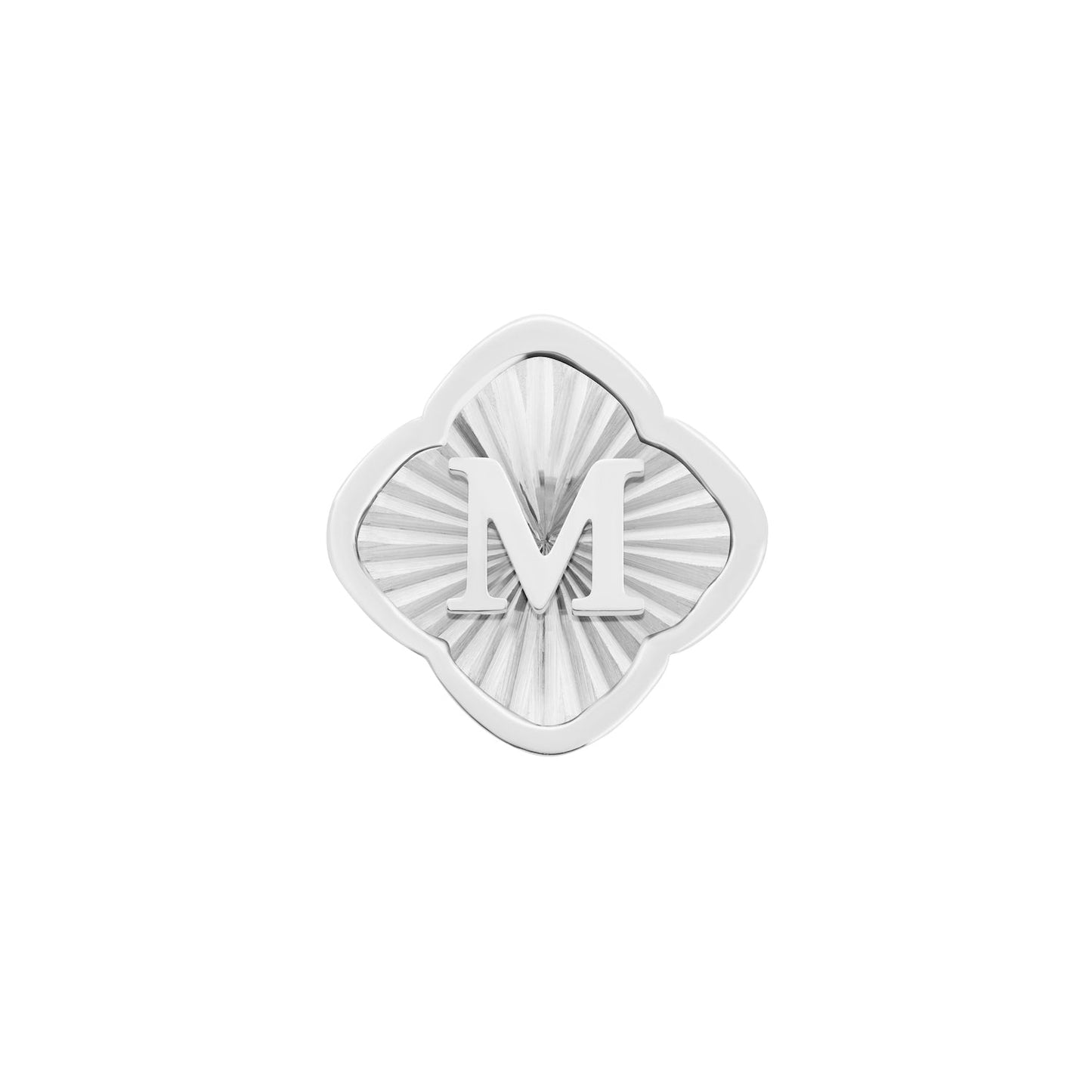 Rosette Textured Clover Charms (Silver) - Initials