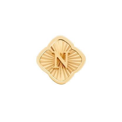 Rosette Textured Clover Charms (Gold) - Initials