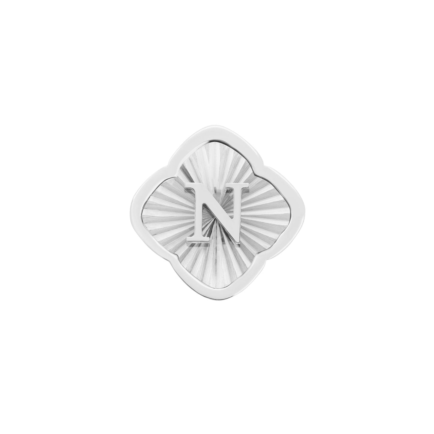 Rosette Textured Clover Charms (Silver) - Initials