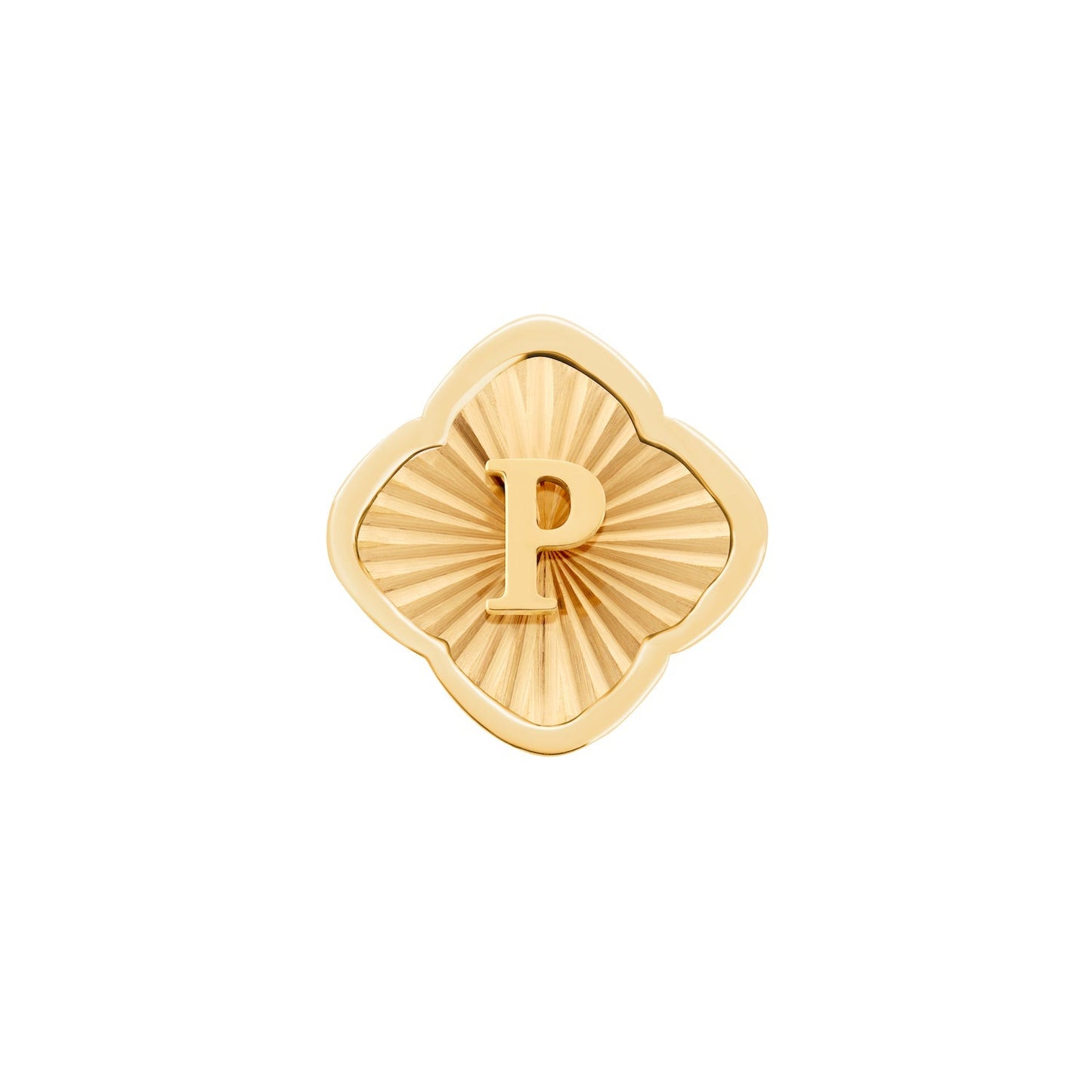 Rosette Textured Clover Charms (Gold) - Initials